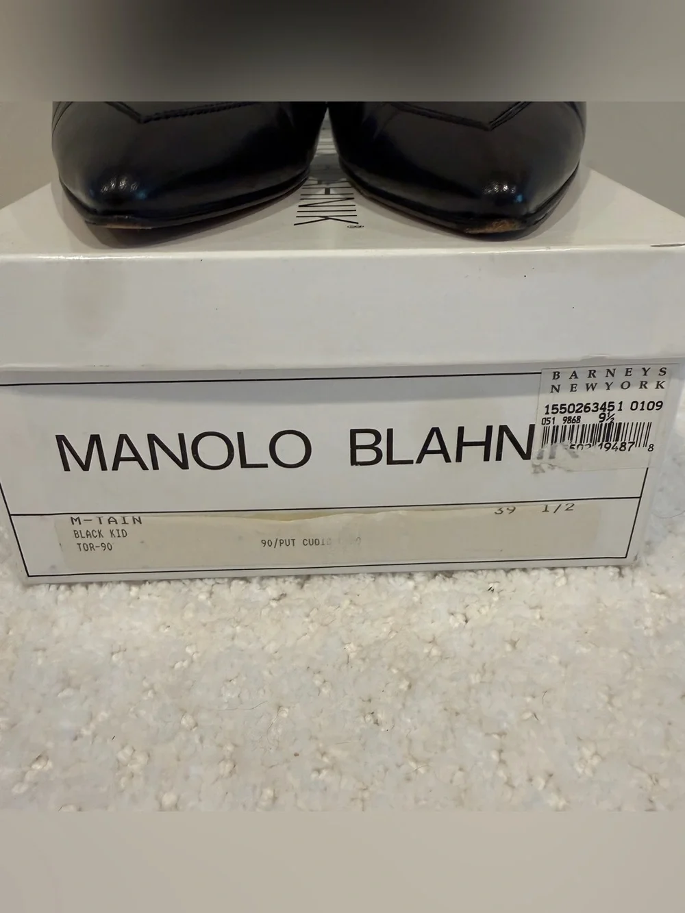 Manolo Blahnik M-Tain Black Leather Slingback Pumps